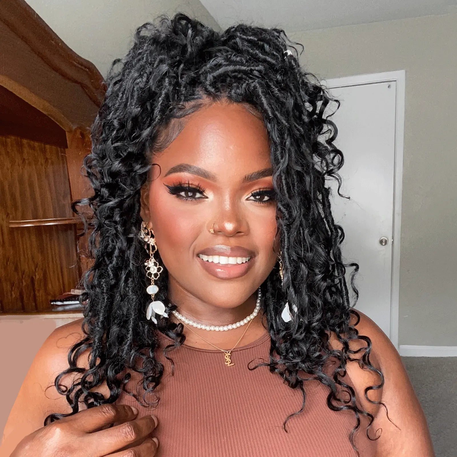 Toyotress Boho Locs With Human Hair Curls Pre Looped Goddess Boho Dreadlocks Curly Full Ends Hair Extensions